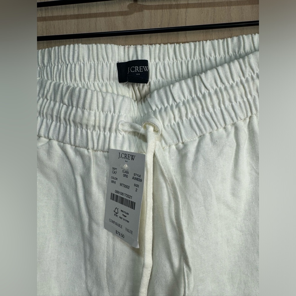 J.Crew Womens White Linen-Blend Drawstring Pants Size 2 - Picture 3 of 7